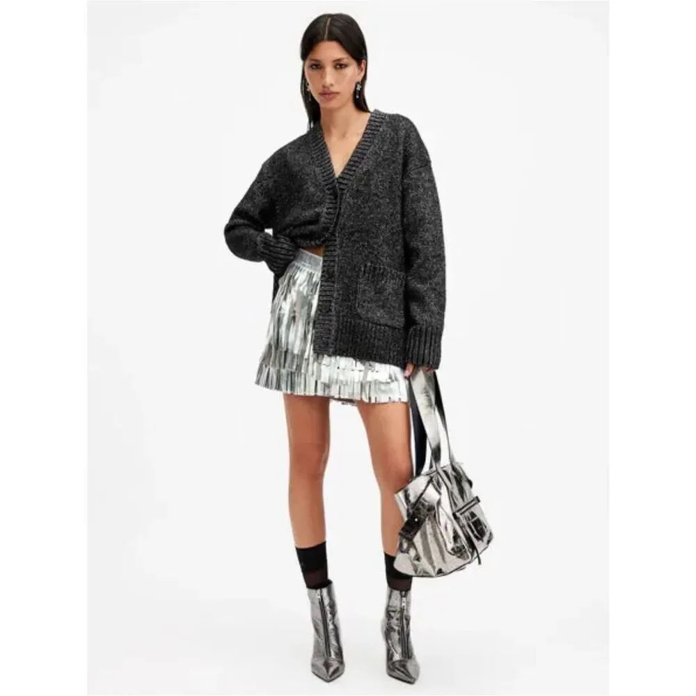 0054 Simply Noelle Charcoal Gray Knit Cardigan